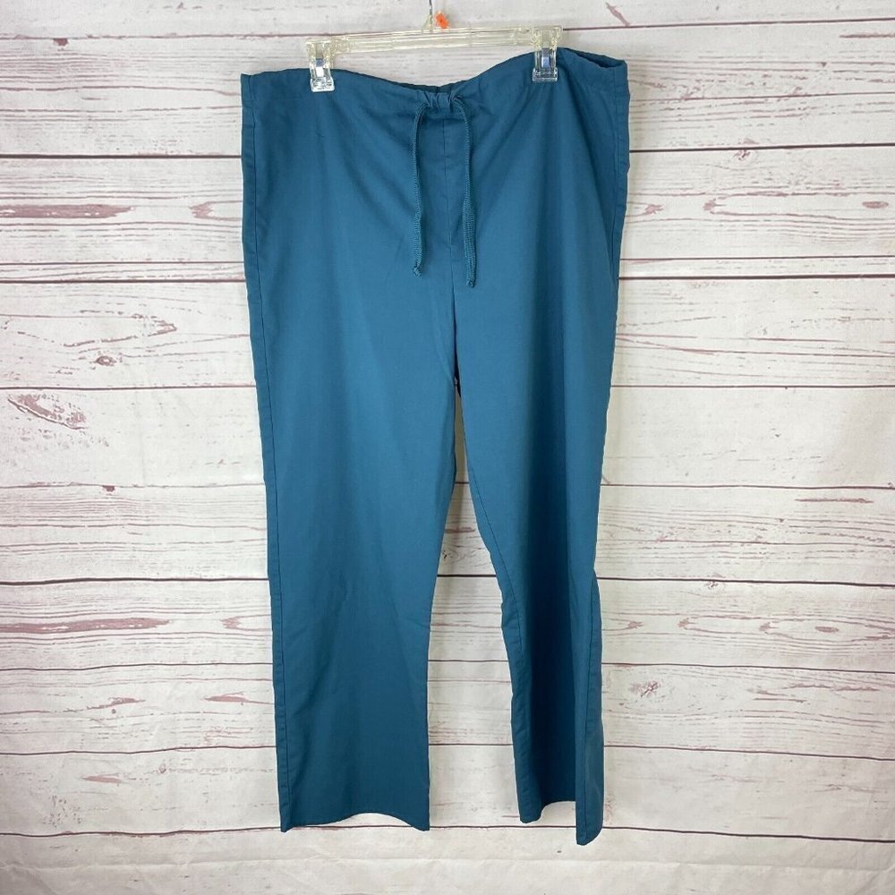 Life Women's Solid Green Pull On Drawstring Waist Scrub Pants‎ Size Small